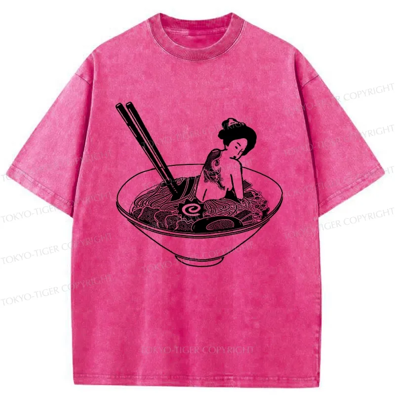 Tokyo-Tiger Geisha Tattoo Ramen Washed T-Shirt