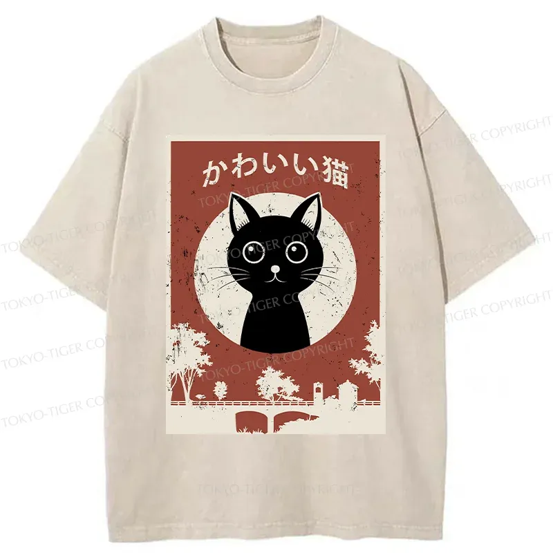 Tokyo-Tiger Vintage Japanese Cat Washed T-Shirt