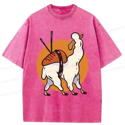 Tokyo-Tiger Alpaca Sushi Japan Washed T-Shirt