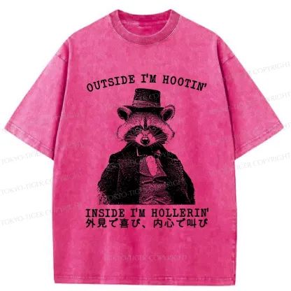 Tokyo-Tiger Outside I'm Hootin' Inside I'm Hollerin' Washed T-Shirt