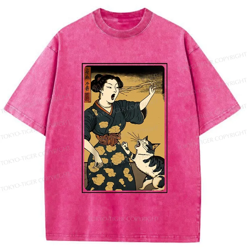 Tokyo-Tiger Woman Yelling At Cat Washed T-Shirt