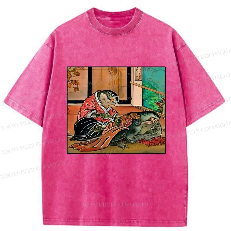 Tokyo-Tiger Frog Tattoo Washed T-Shirt