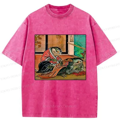 Tokyo-Tiger Frog Tattoo Washed T-Shirt