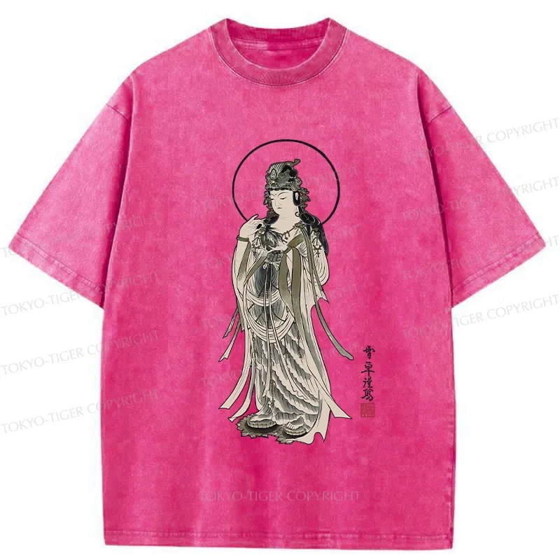 Tokyo-Tiger Vintage Guanyin Bodhisattva Washed T-Shirt