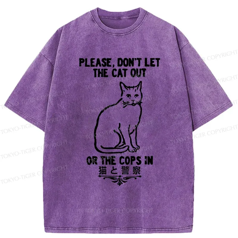 Tokyo-Tiger Cats And The Police Washed T-Shirt