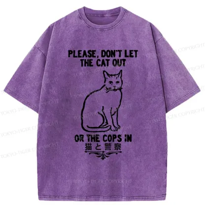 Tokyo-Tiger Cats And The Police Washed T-Shirt