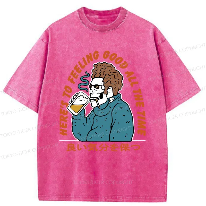 Tokyo-Tiger Stay In A Good Mood Washed T-Shirt