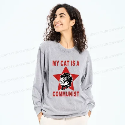 Tokyo-Tiger Funny Cat-ism Washed Long Sleeve T-Shirt