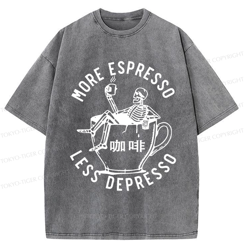 Tokyo-Tiger More Espresso Less Depresso Japan Washed T-Shirt