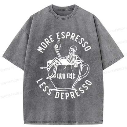 Tokyo-Tiger More Espresso Less Depresso Japan Washed T-Shirt