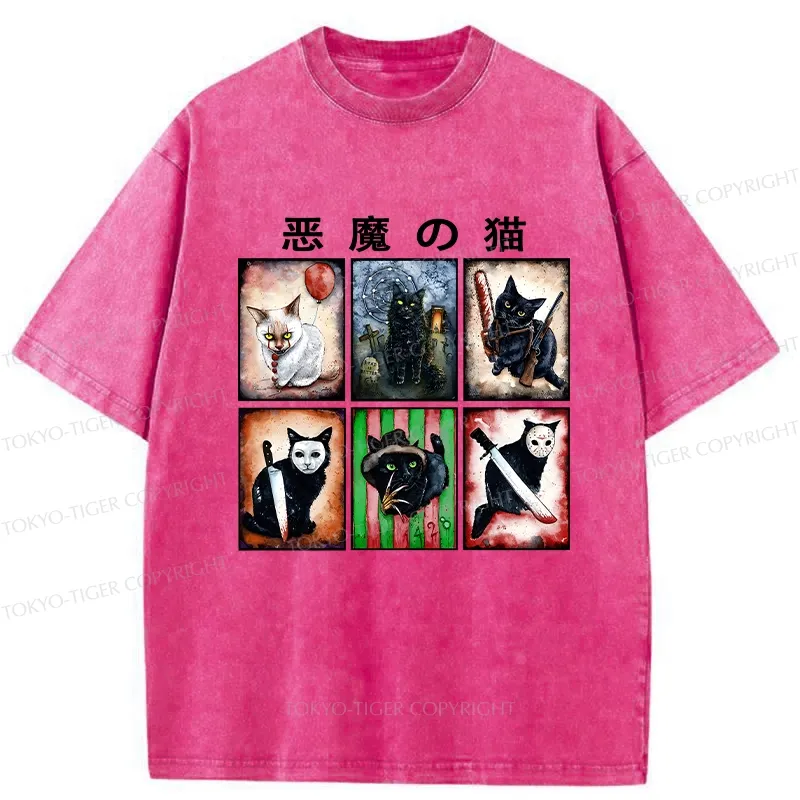 Tokyo-Tiger Demon Cat Washed T-Shirt