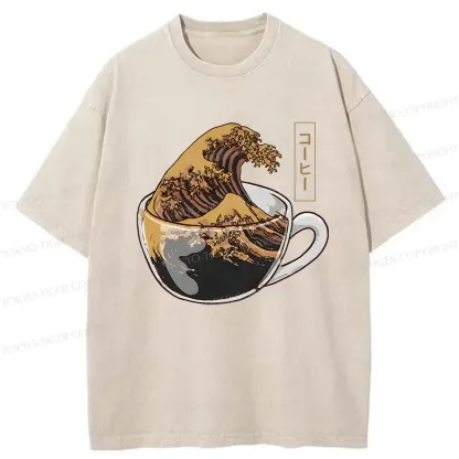 Tokyo-Tiger Coffee Wave Washed T-Shirt