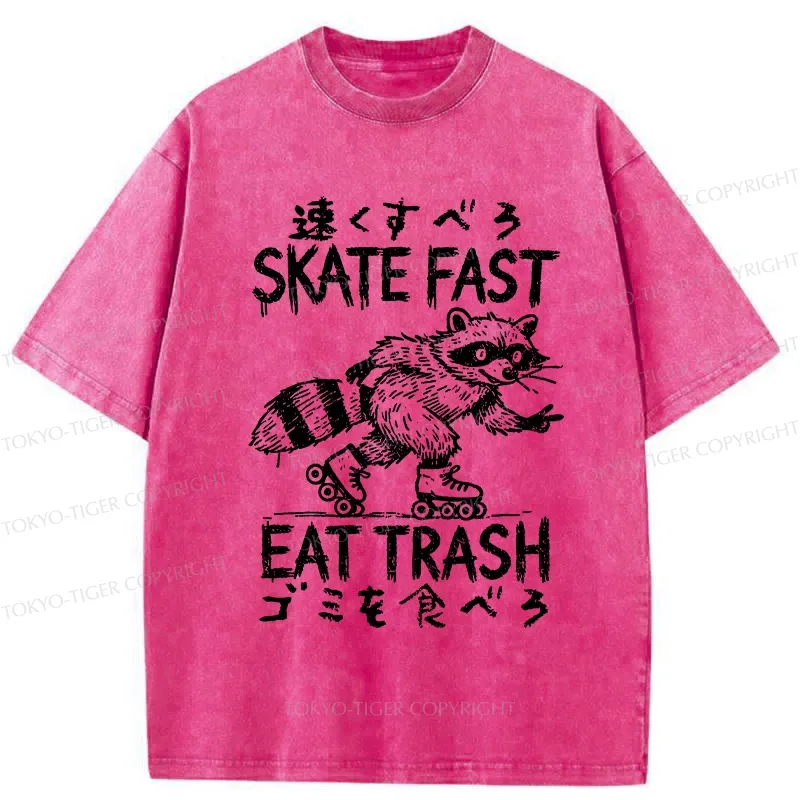 Tokyo-Tiger Skate Fast Eat Trash Washed T-Shirt