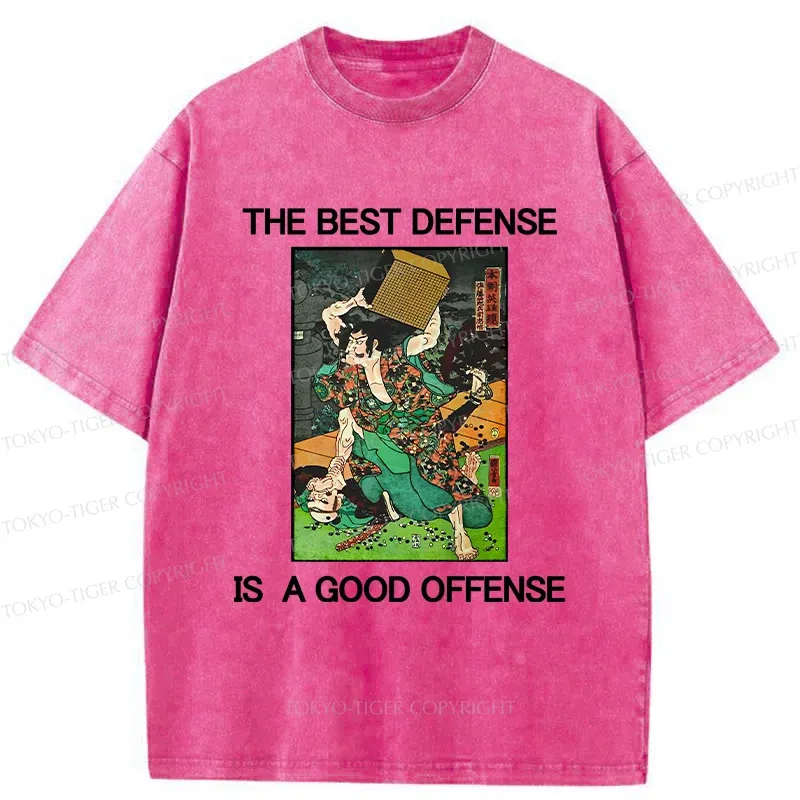 Tokyo-Tiger The Best Defense Is A Good Offense Washed T-Shirt