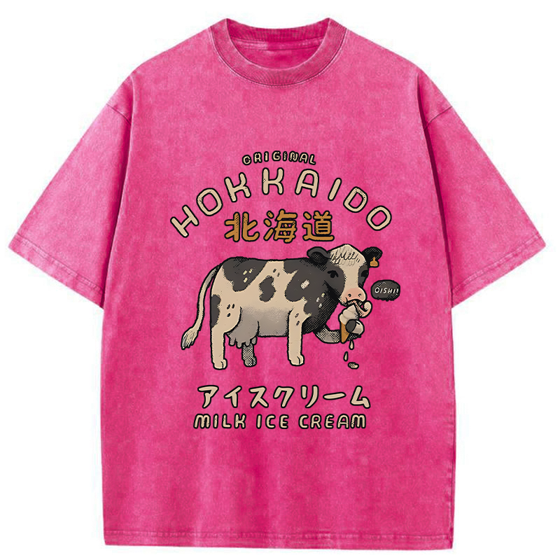 Tokyo-Tiger Cow Ice Cream Washed T-Shirt