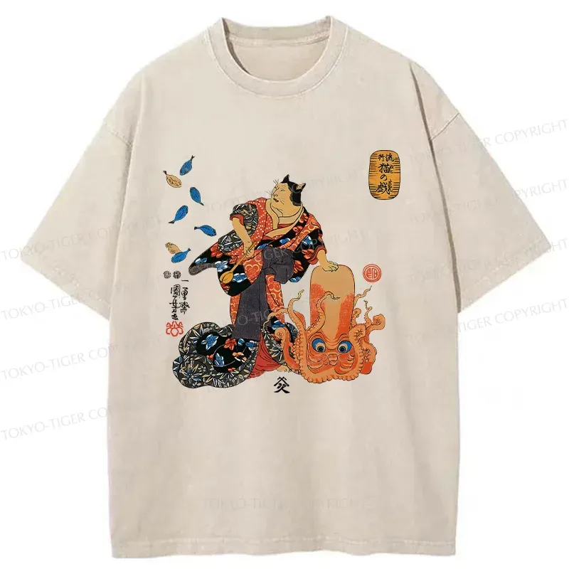 Tokyo-Tiger Heartbeat Rhythm Washed T-Shirt Sale