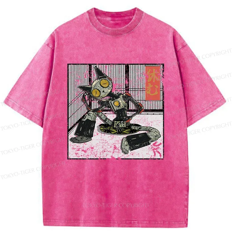 Tokyo-Tiger Doraemon Taking A Rest Washed T-Shirt