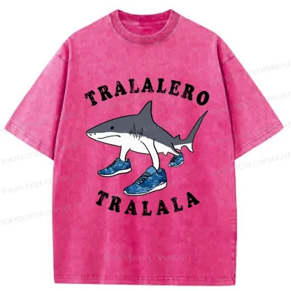 Tokyo-Tiger Tralalero Tralala Funny Washed T-Shirt
