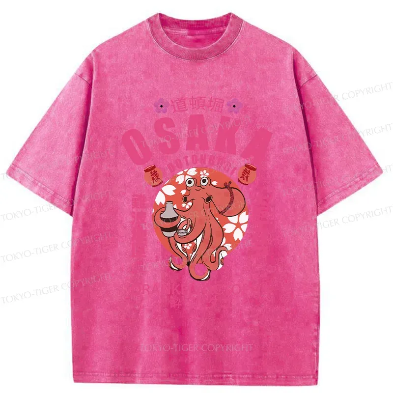 Tokyo-Tiger Sakura And Octopus Washed T-Shirt