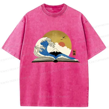 Tokyo-Tiger The Great Wave of Knowledge Washed T-Shirt