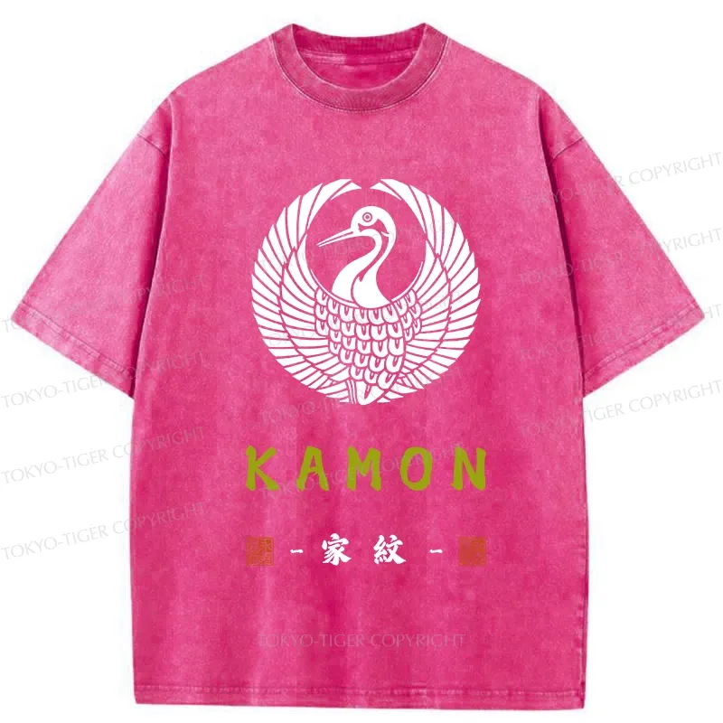 Tokyo-Tiger Crane Family Crest Washed T-Shirt