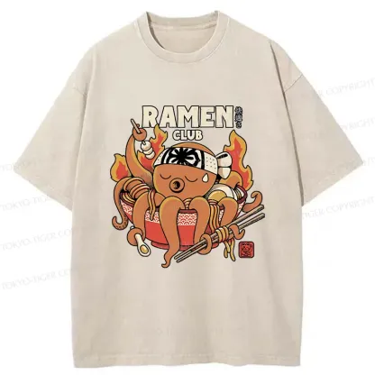 Tokyo-Tiger Octopus Ramen Washed T-Shirt
