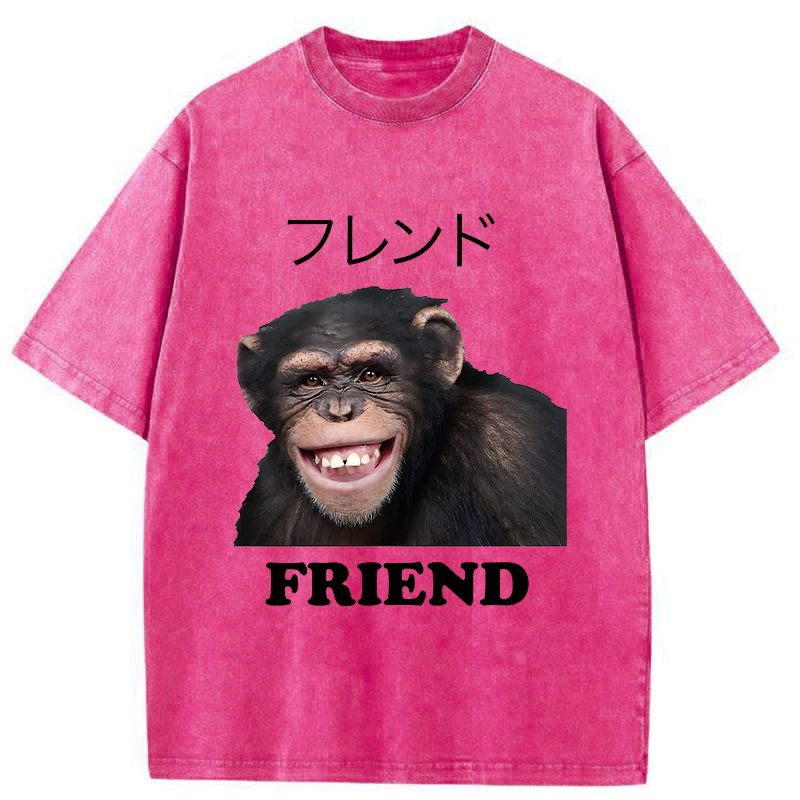 Tokyo-Tiger Funny Chimpanzee Washed T-Shirt