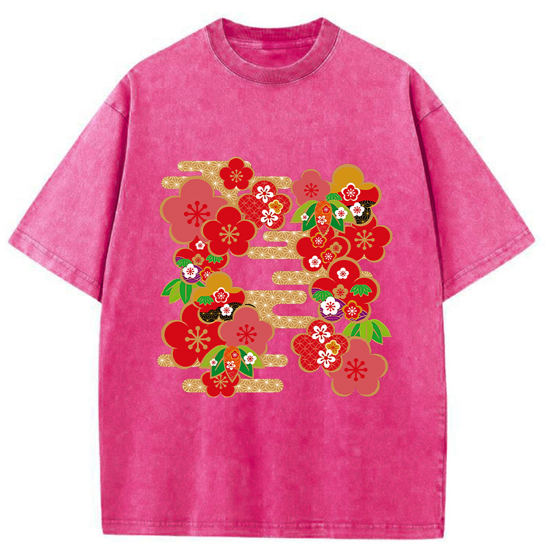 Tokyo-Tiger Japanese Sakura Washed T-Shirt