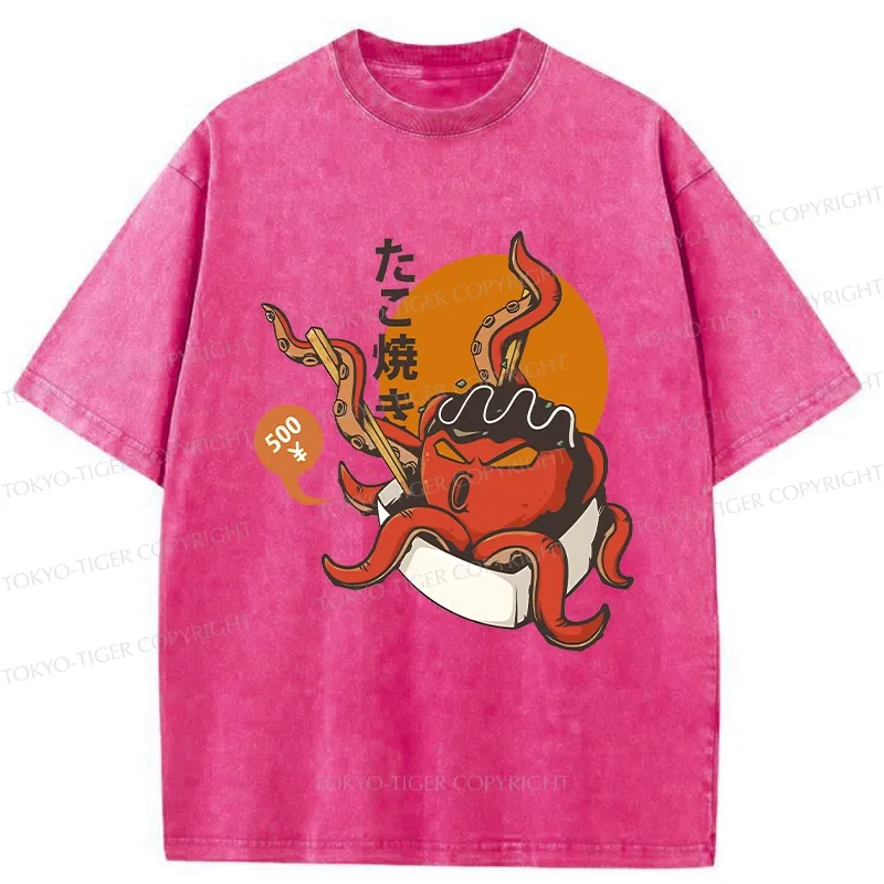 Tokyo-Tiger Yummy Takoyaki Washed T-Shirt