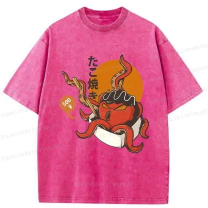 Tokyo-Tiger Yummy Takoyaki Washed T-Shirt