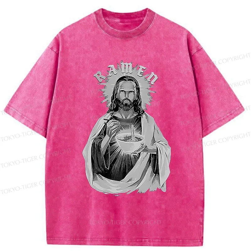 Tokyo-Tiger Ramen Lover Jesus Washed T-Shirt