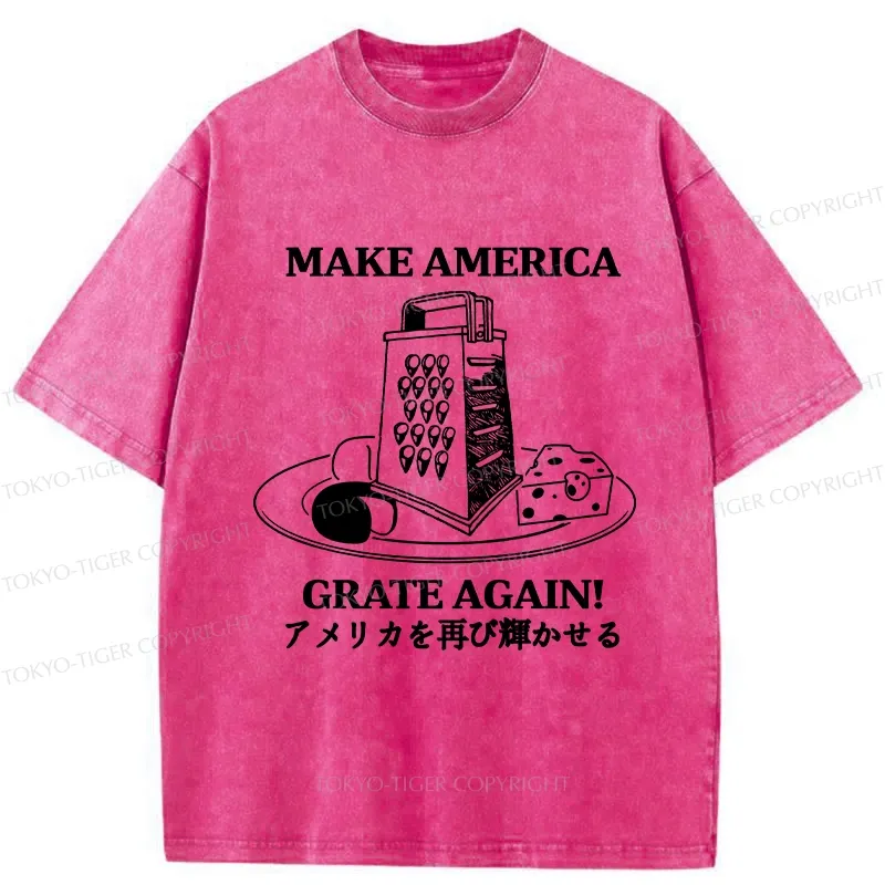 Tokyo-Tiger Make America Grate Again Funny Washed T-Shirt