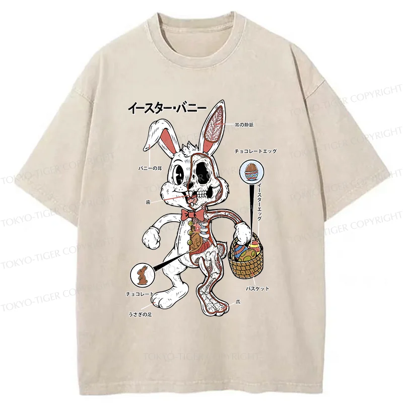 Tokyo-Tiger Easter Bunny Anatomy Washed T-Shirt