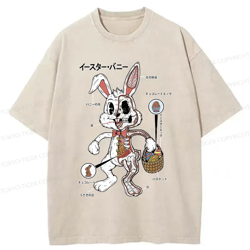 Tokyo-Tiger Easter Bunny Anatomy Washed T-Shirt