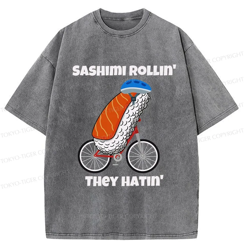 Tokyo-Tiger Sashimi Rollin' They Hatin' Washed T-Shirt