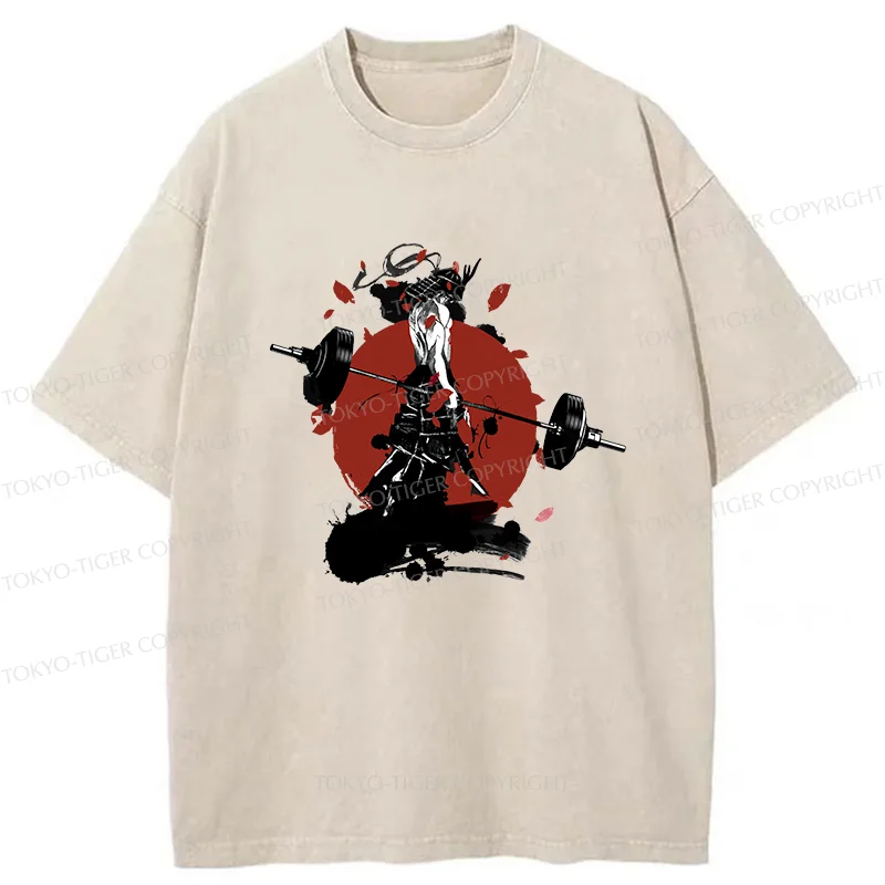 Tokyo-Tiger Samurai Fitness Washed T-Shirt