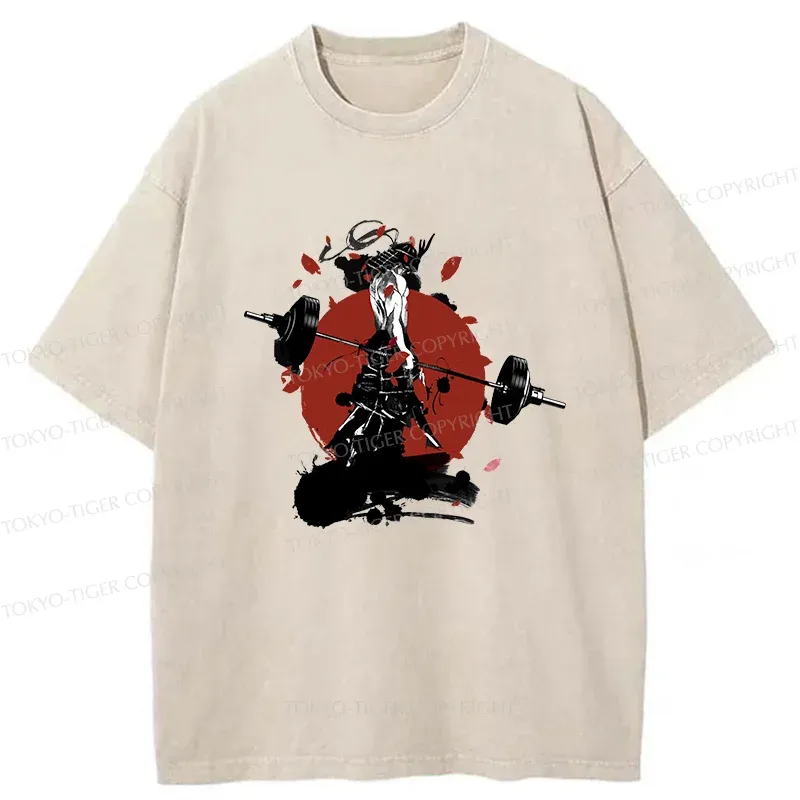 Tokyo-Tiger Samurai Fitness Washed T-Shirt