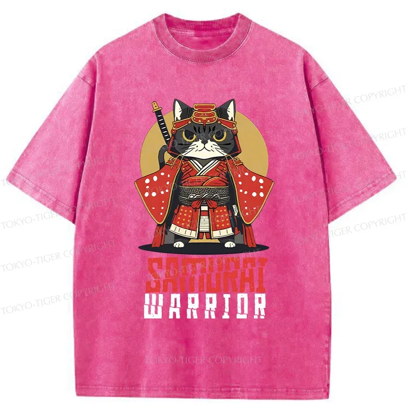 Tokyo-Tiger Mighty Cat Samurai Washed T-Shirt
