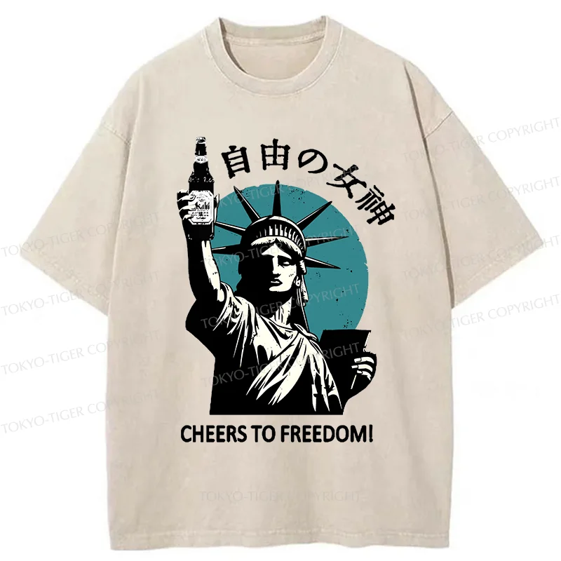 Tokyo-Tiger Statue Of Japanese Beer Washed T-Shirt