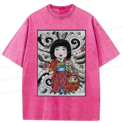 Tokyo-Tiger Japanese Little Girl Washed T-Shirt