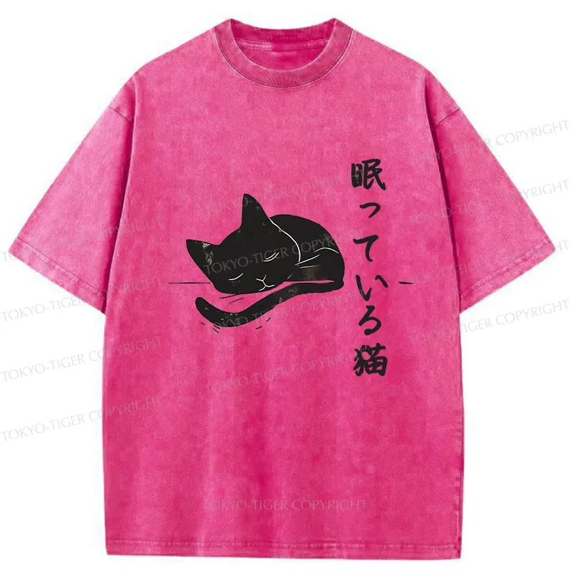 Tokyo-Tiger Sleeping Cat Washed T-Shirt