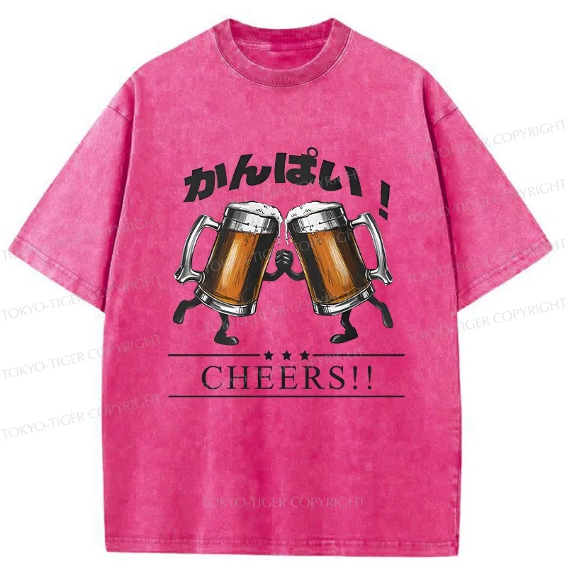 Tokyo-Tiger Cheers Japanese Beer Washed T-Shirt