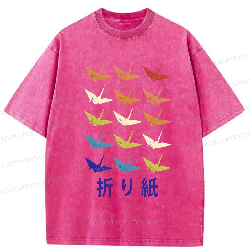 Tokyo-Tiger Japanese Traditional Origami Washed T-Shirt