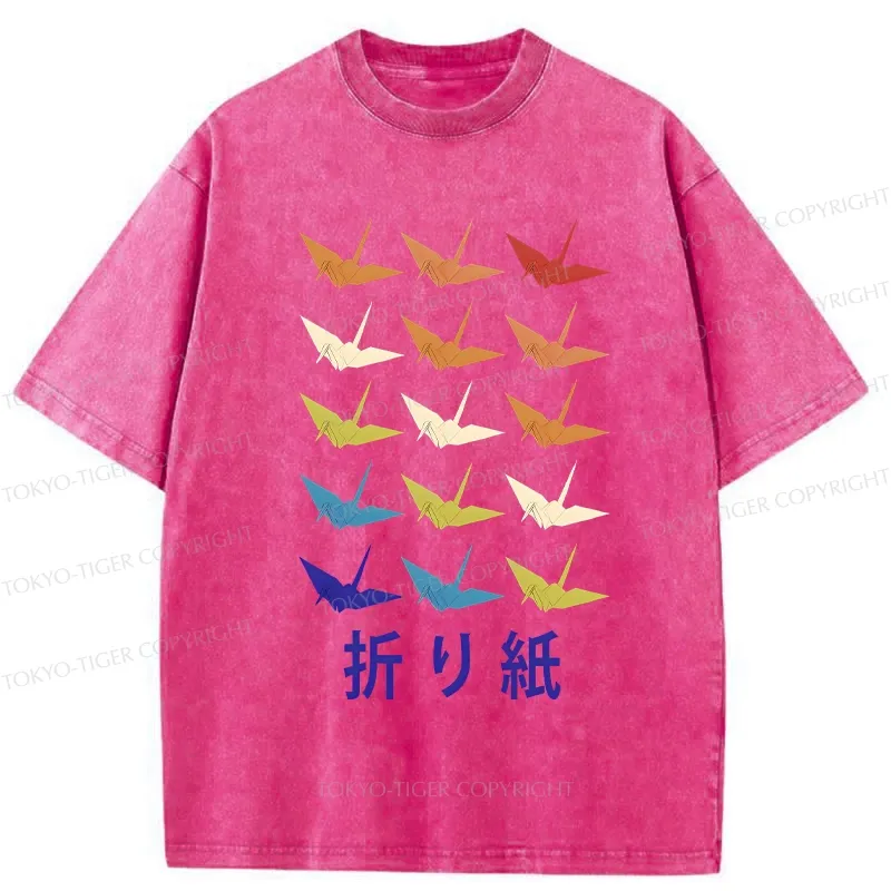 Tokyo-Tiger Japanese Traditional Origami Washed T-Shirt