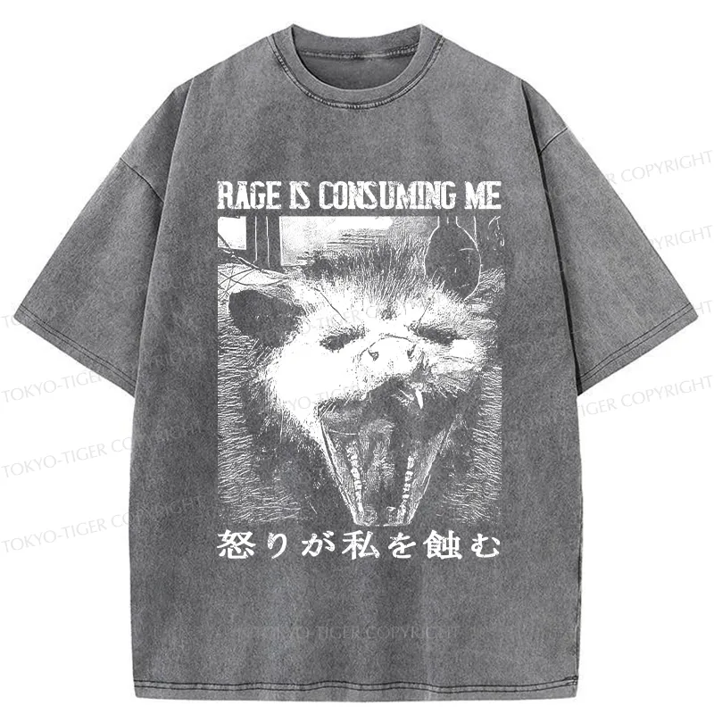 Tokyo-Tiger Rage Is Consuming Me Opossum Washed T-Shirt