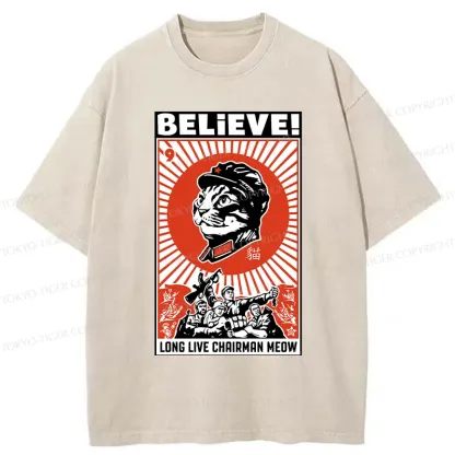 Tokyo-Tiger Long Live Chairman Meow Washed T-Shirt