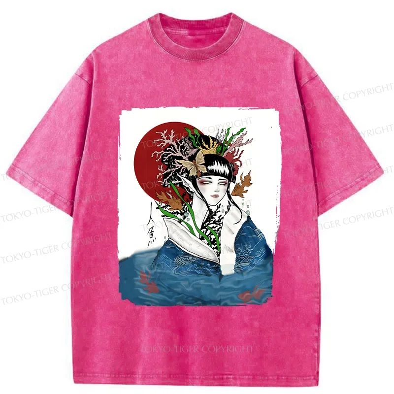 Tokyo-Tiger Japanese Mermaid Washed T-Shirt