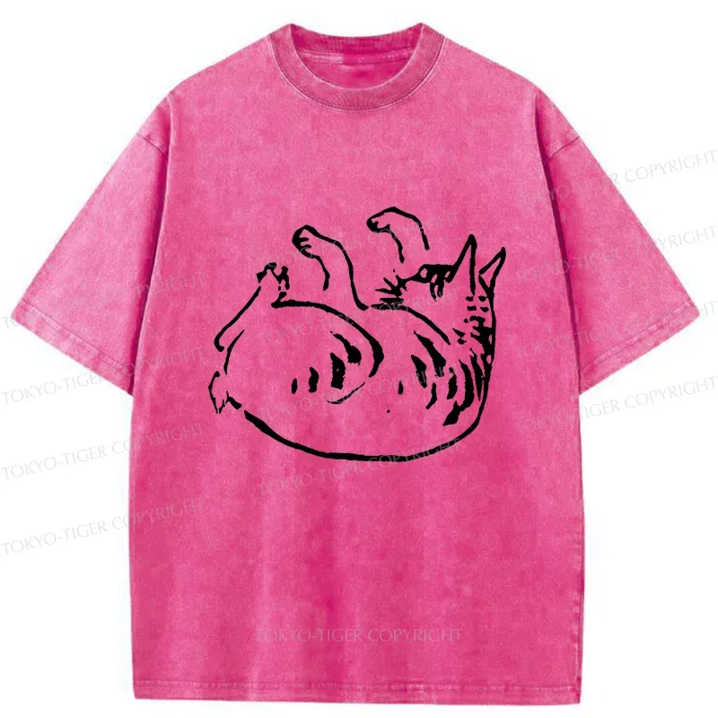 Tokyo-Tiger Sleeping Cat Washed T-Shirt