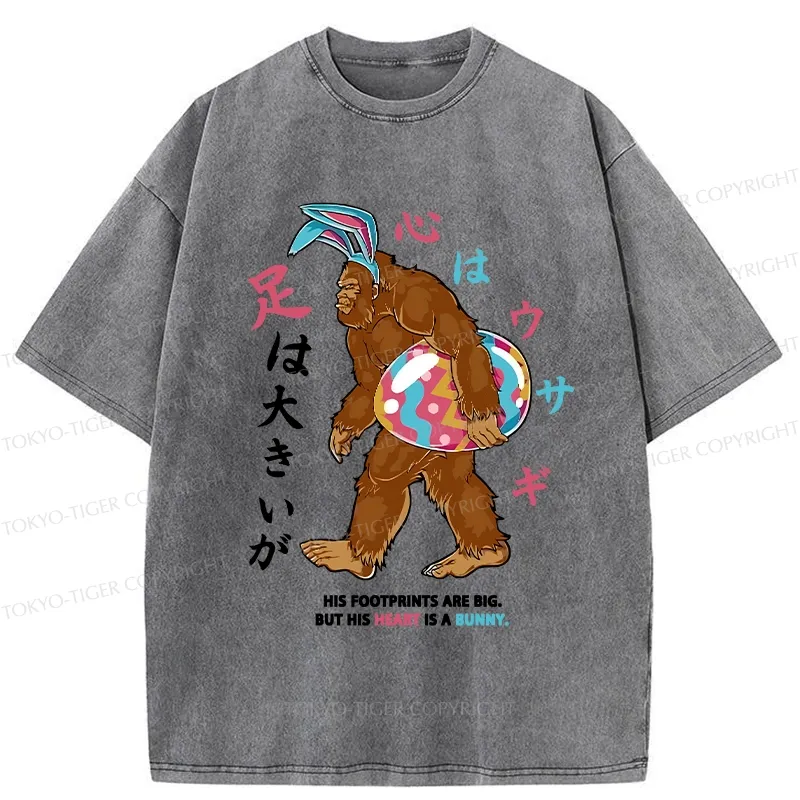 Tokyo-Tiger Funny Easter Bigfoot Bunny Washed T-Shirt