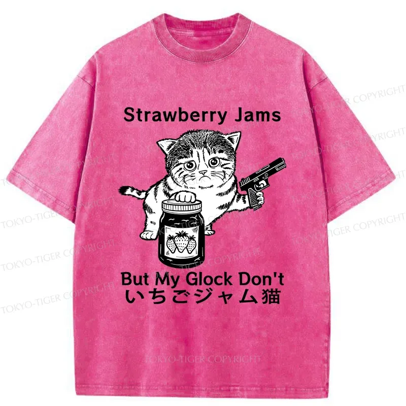 Tokyo-Tiger Strawberry Jam Cat Washed T-Shirt